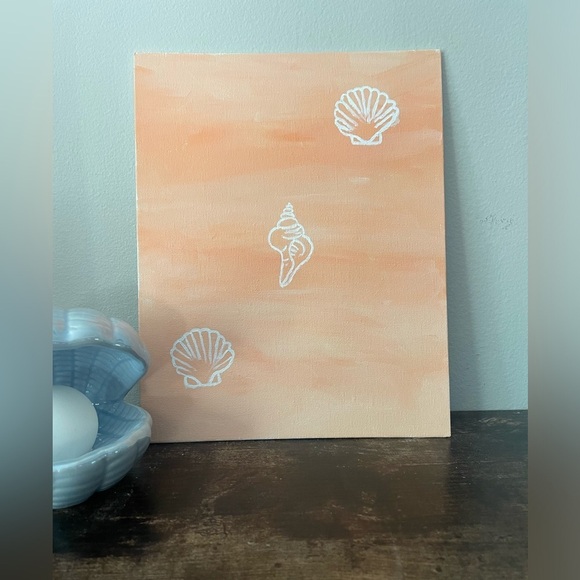 Seashell Art Painting - Peach and White Modern Nautical Minimalist - Picture 1 of 5